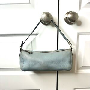 AEROSOLES Small Light Blue Leather Mini BARREL Shoulder Handbag Purse